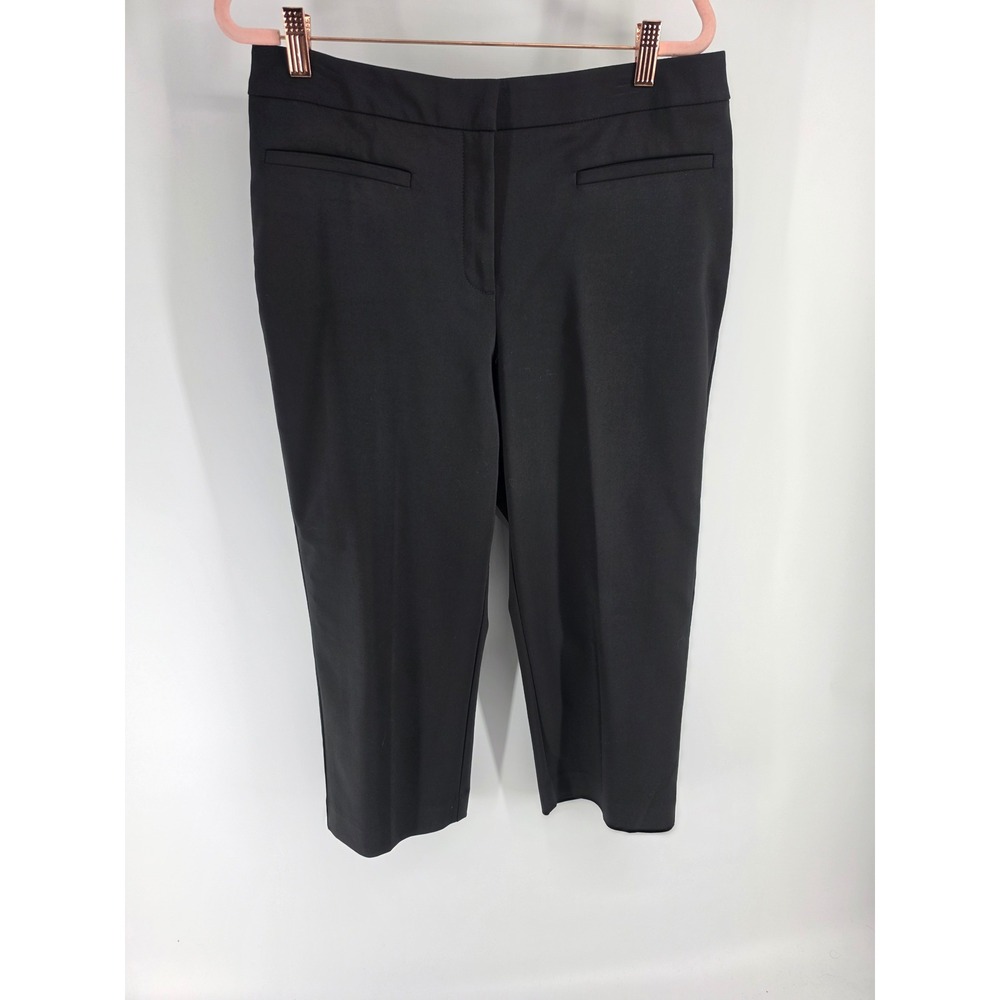 Chicos Fabulously Slimming Black Capri Pants Size 1.5 Cotton Blend Trousers